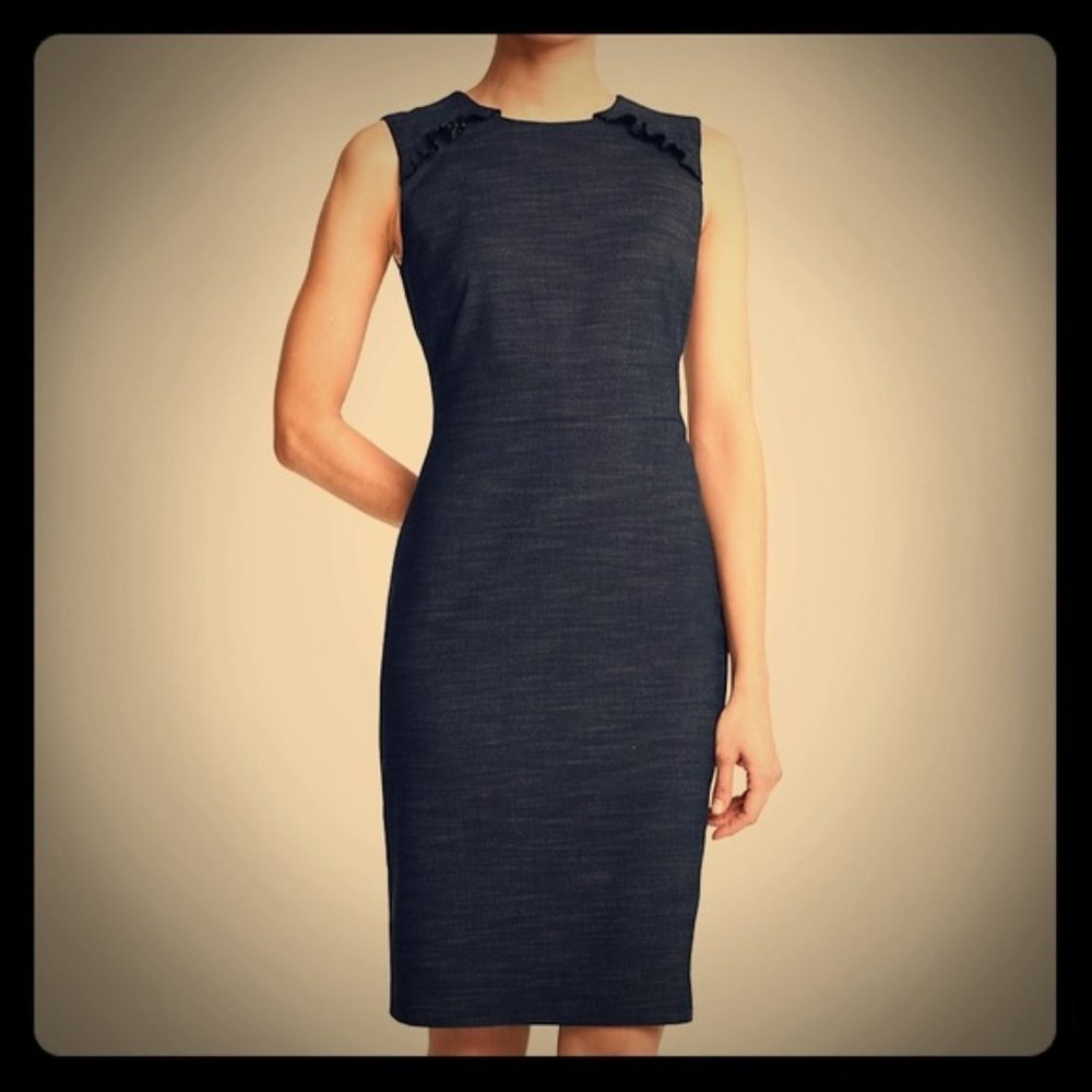 NWT Ann Taylor Textured Ruffle Sheath Dress